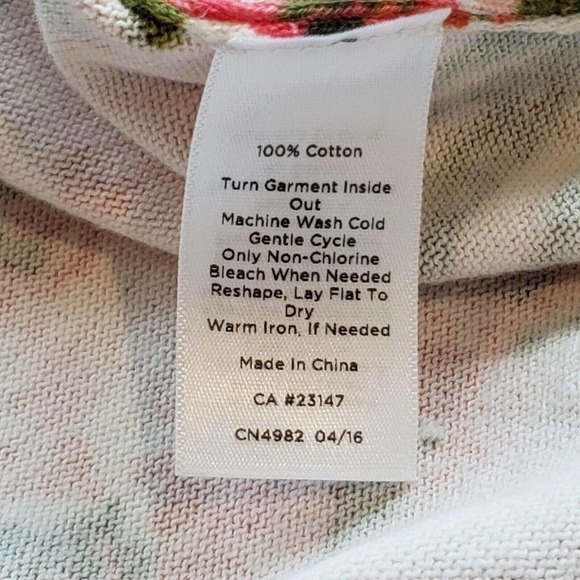 Talbots Sweater Women's Large Petite Pink Floral Print 3/4 Sleeve Pullover - Picture 6 of 7